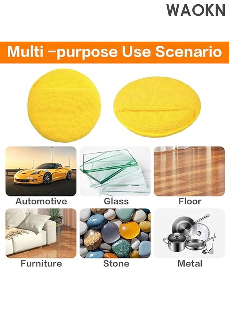WAOKN Microfiber Wax Applicator Pads , Car Wax Applicator with Finger Pocket , Buffing & Detail Polishing Foam Pads , suitable for Car Cleaning and Fine Polishing , soft and comfortable , 5 inch , 6 Pack , yellow . - Image 2